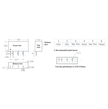 Module hạ áp nguồn cách ly 12V-5V B1205S 2WR3 Module hạ áp nguồn cách ly 12V-5V B1205S 2WR3