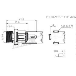 Jack DC-025 5.5*2.1mm kim loại Jack DC-025 5.5*2.1mm kim loại