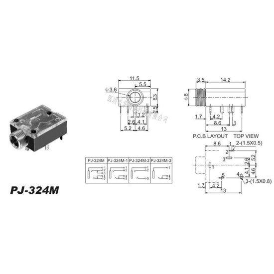 Jack audio 3.5 cái PJ-324M