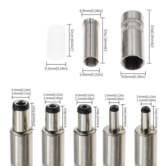 Jack DC 5.5*2.5mm đực kim loại